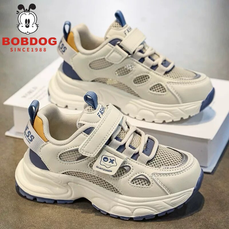 巴布豆男童鞋子2026新款春季儿童网鞋网面透气大童男孩软底运动鞋