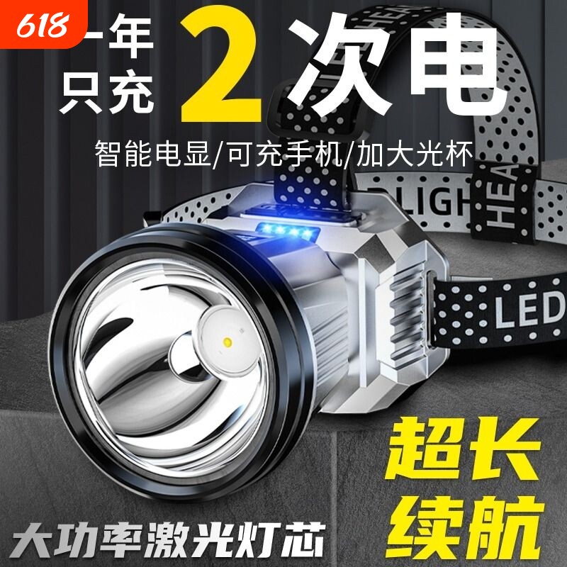 公牛适用头灯头戴式强光充电超亮钓鱼专用超长续航锂电手电筒矿灯