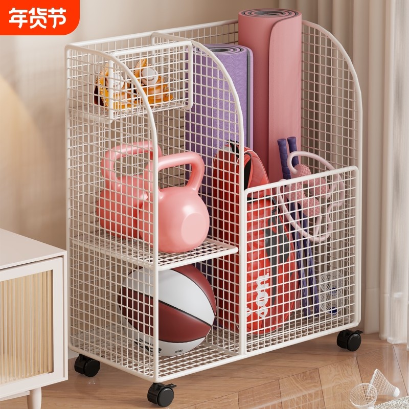 瑜伽垫收纳筐运动健身器材放置架客厅带轮可移动储物筐室内球类,收纳整理,运动器材收纳用具,淘宝优惠券,粉丝福利购,淘宝优惠卷