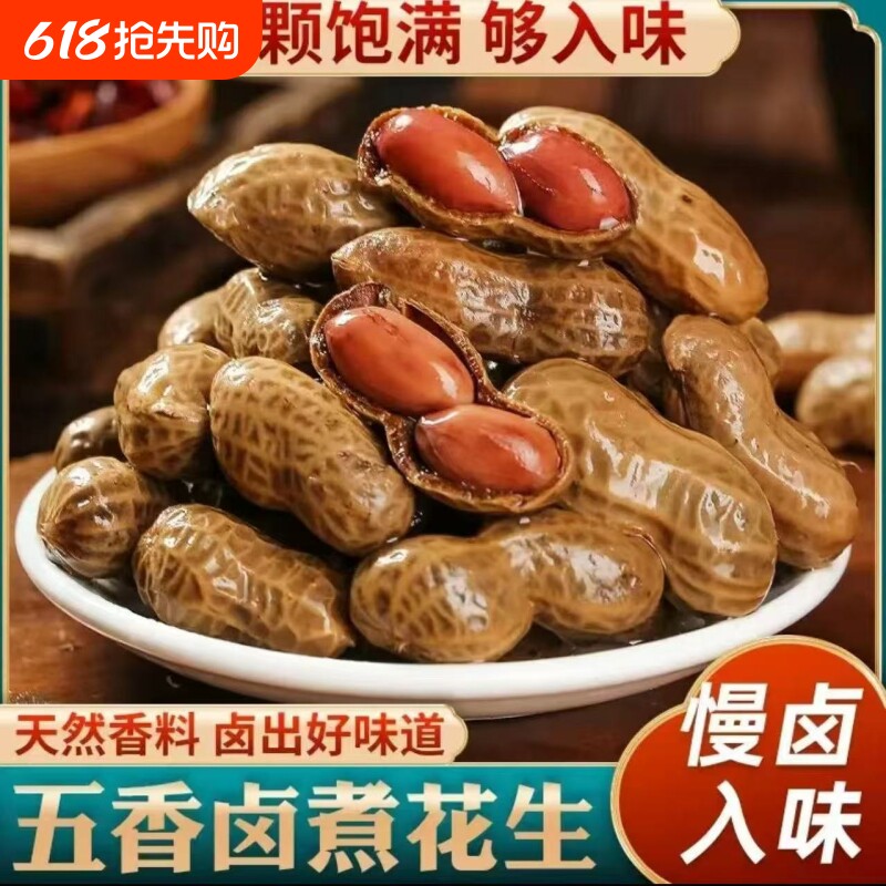 卤汁卤煮花生真空袋装带壳五香盐水香辣花生米下酒菜零食啤酒零食