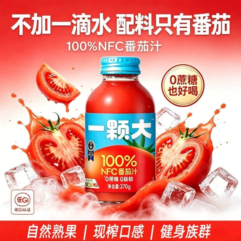 一颗大100%NFC番茄汁270g纯蔬果汁饮料宛如现榨果汁浓缩汁图片