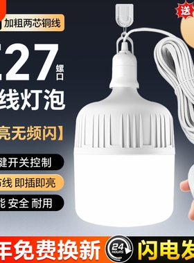 LED灯泡家用节能照明灯插电式灯座带插头开关线悬挂式E27螺口灯座