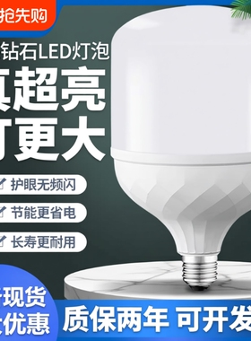 节能led灯泡螺口超亮家用E27白光灯室内大功率照明球泡灯芯老式