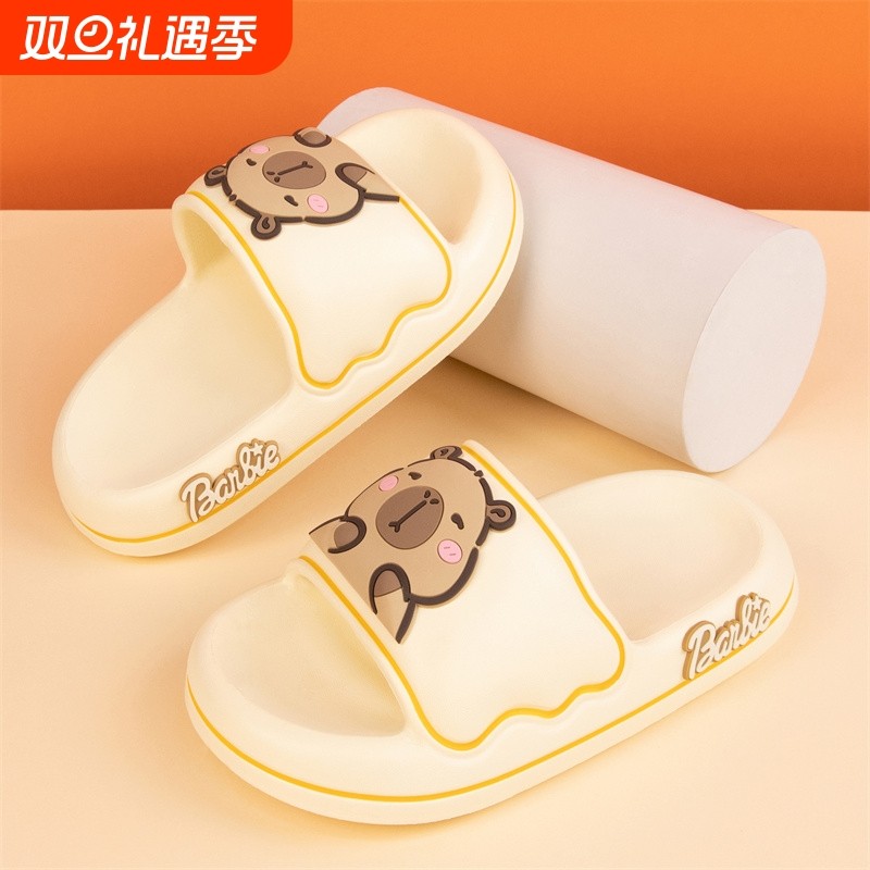 儿童2025新款卡通拖鞋卡皮巴拉男童室内防滑软底女孩中大童一字拖