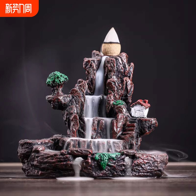 多款创意家居倒流香炉高山流水流云香炉香薰炉摆件树脂香炉香道品