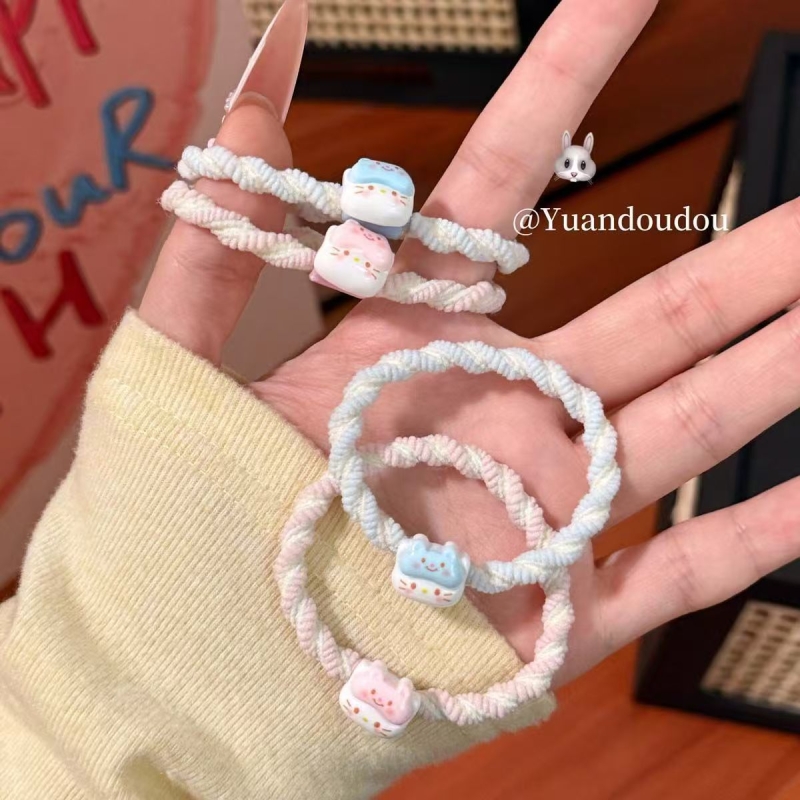 三丽鸥ins马卡龙色皮筋凯蒂发圈情侣情侣发饰学生kitty猫头饰