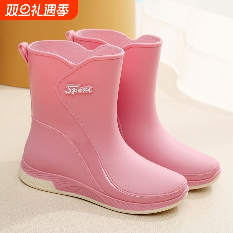 雨鞋女士中筒保暖秋冬雨靴防滑女式水鞋短筒胶鞋成人加绒水靴防水