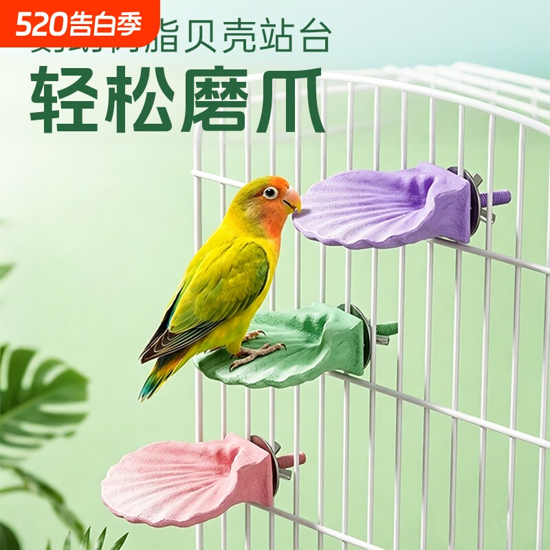 鹦鹉贝壳站台鸟笼站架磨爪站杆虎皮玄凤牡丹小太阳鹦鹉饲养用品