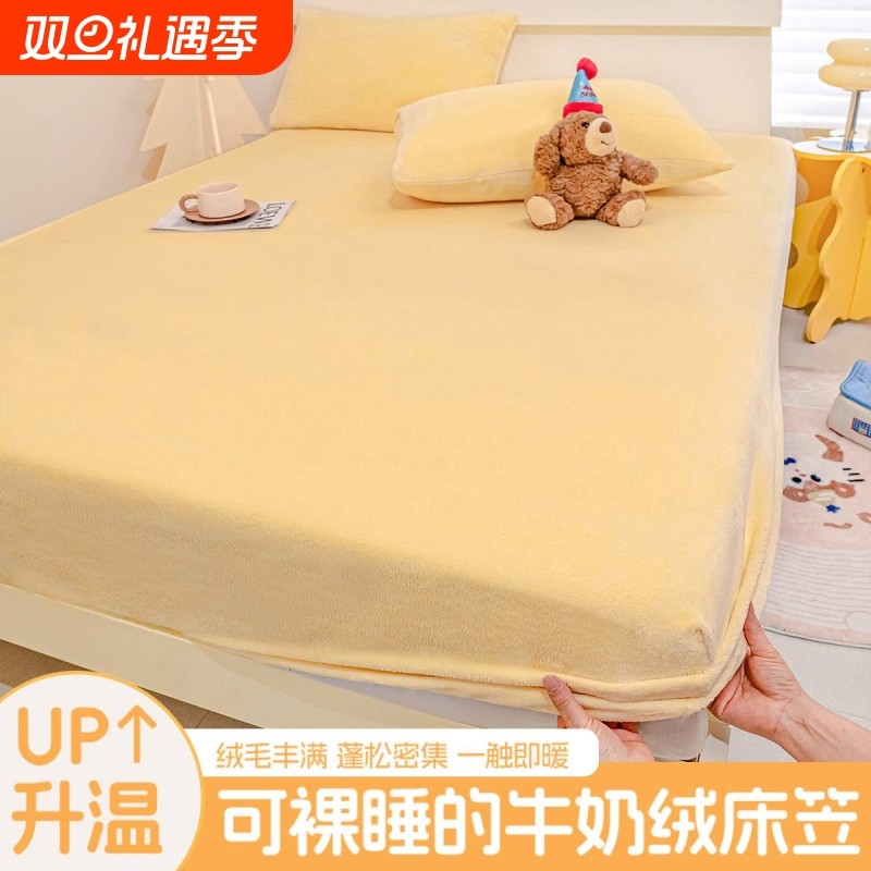秋冬绒床笠床上用品新款纯色床罩床垫保护套学生宿舍珊瑚绒床单