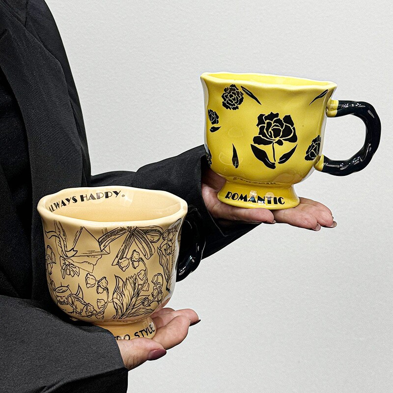 中式古风马克杯古典陶瓷杯子情侣水杯高颜值咖啡杯女精致伴手礼