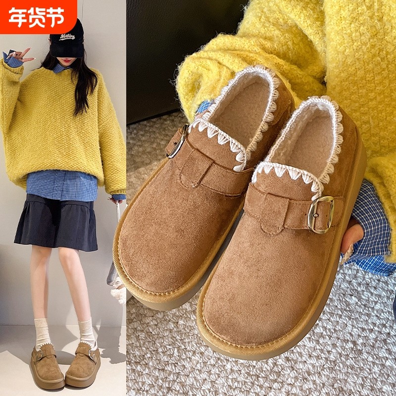 软底加绒勃肯鞋女2025新款秋冬季豆豆乐福鞋保暖雪地靴低帮棉鞋子,女鞋,时尚休闲鞋,淘宝优惠券,粉丝福利购,淘宝优惠卷