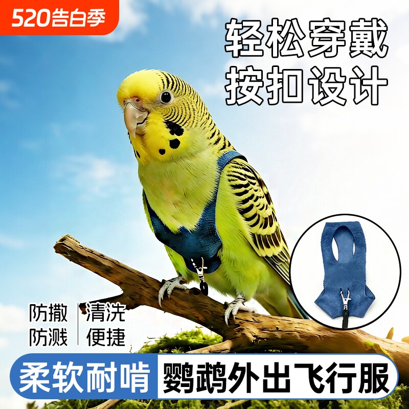 鹦鹉外出牵引绳飞行服放飞服舒适不束缚虎皮牡丹玄凤外出遛鸟神器