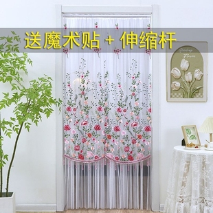 纱帘防蚊蕾丝门帘双层免打孔新款 卧室夏季 魔术贴卧室家用高级感