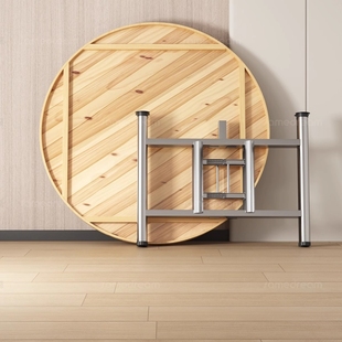 三梦折叠圆桌家用10人饭桌可折叠便携式餐桌实木大圆桌带转盘桌子