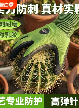 乳胶园艺手套防刺防滑耐磨防水种花拔草透气防护绿色种植修剪专业