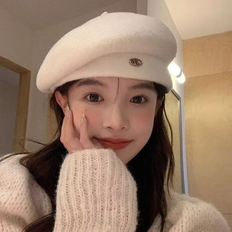 小香风贝雷帽女秋冬显脸小新款保暖韩系百搭气质羊毛画家蓓蕾帽潮