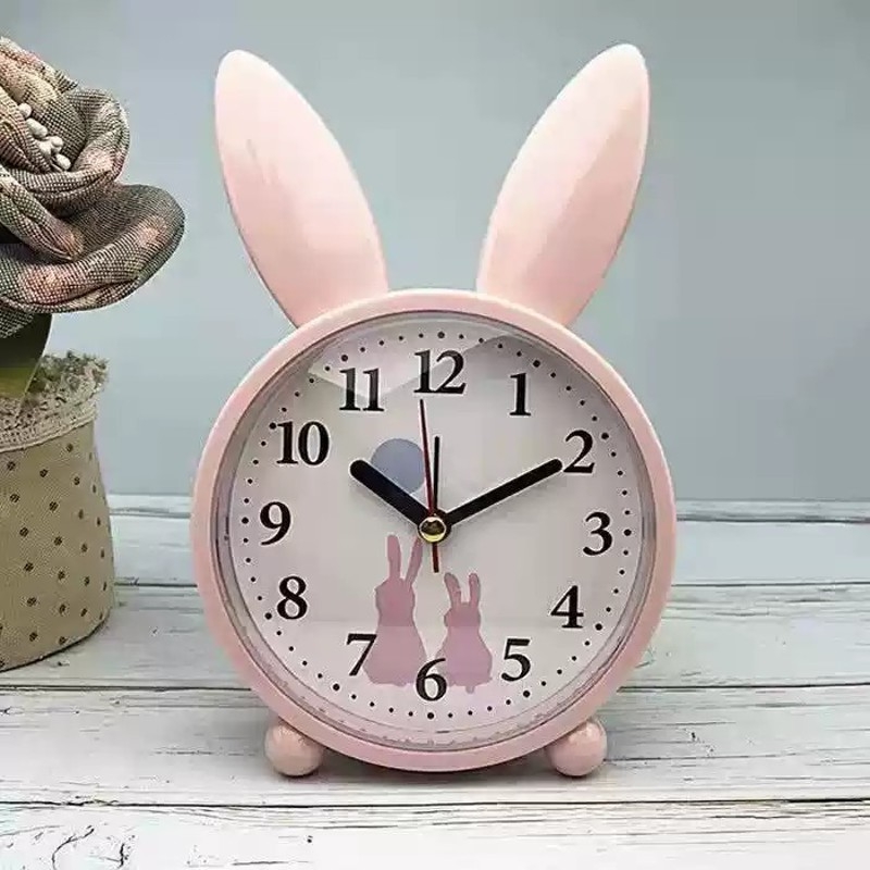 闹钟学生儿童简约时尚静音床头卧室起床钟表可爱卡通座钟书桌礼品