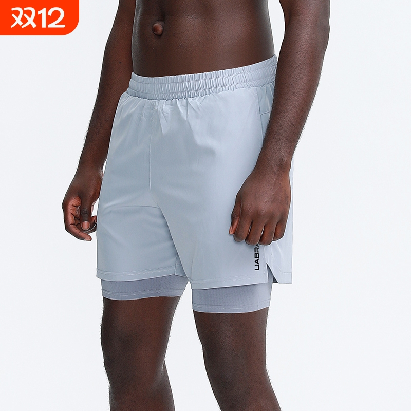 假两件速干防磨裆马拉松运动短裤