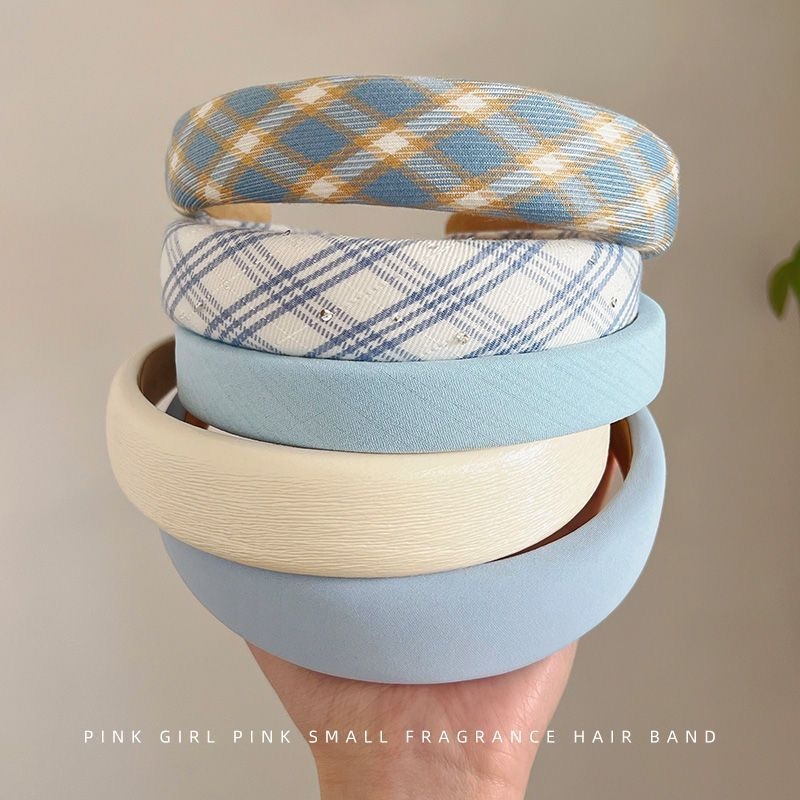 圆圆粿百搭高颅顶海绵发箍2025年网红新款蓝色外出发卡女款压发头