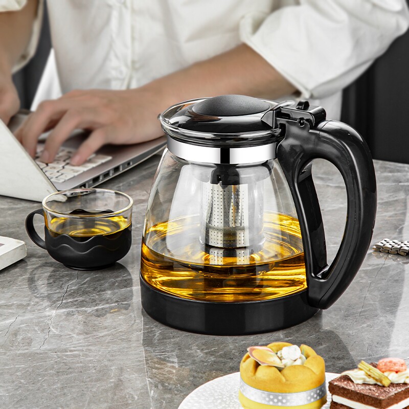家用大容量泡茶茶壶套装茶杯耐高温水壶玻璃花茶壶茶具茶水壶个人