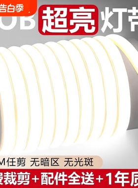 led灯带超亮220v户外防水自粘线性灯客厅氛围吊顶工程cob软灯条