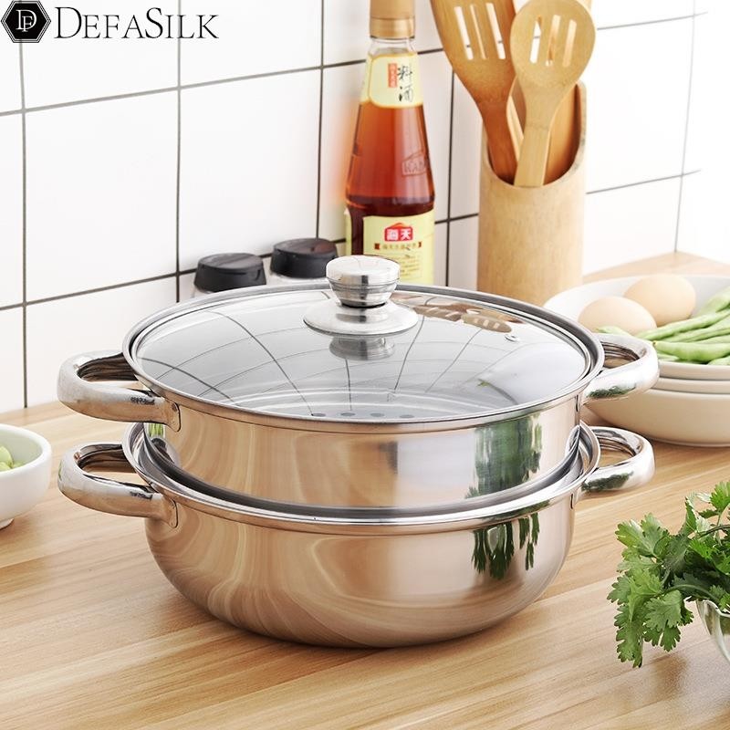 康巴赫款不锈钢加厚汤锅煤气电磁炉通用蒸锅家用火锅盆专用双耳煮