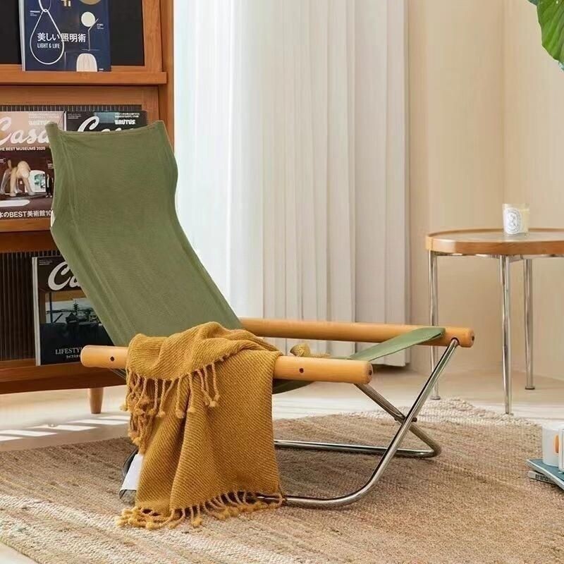 c现代沙发阳台家用折叠躺椅懒人实木椅子户外舒适单人休闲椅中古