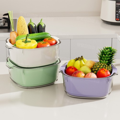 洗菜盆双层沥水篮水果大家用厨房淘洗菜篮子实用收纳多功能客厅