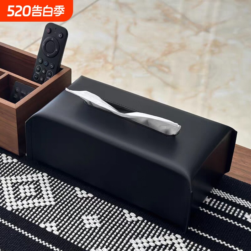 简约皮革抽纸盒家用客厅高档高级感皮质纸巾盒法式轻奢餐巾纸盒