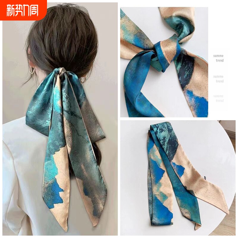 时尚百搭丝巾中国风发带绑包包丝巾装饰腰带春夏新款细窄长条丝巾