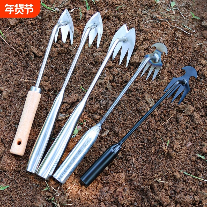 除草神器连根拔草工具园艺耙子锰钢小号手松土铲草两用新型砖缝