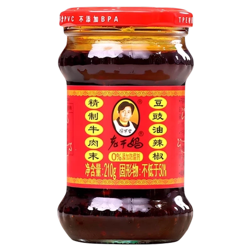 老干妈牛肉末豆豉油辣椒210g拌面调料蘸料香辣麻辣辣椒油辣椒酱