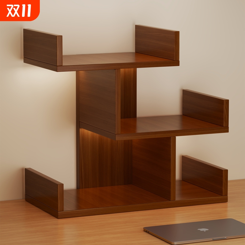 桌面转角柜学生书桌上小书架办公室多层收纳神器置物木制双层创意