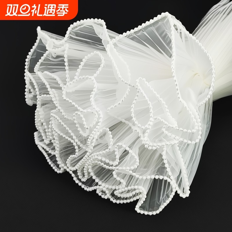 波浪纱花束包装纸内衬diy全套鲜花包花纸纱网材料用珍珠12号定型