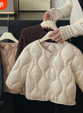 儿童轻薄羽绒棉服女童棉内胆男童棉袄秋冬新款洋气外套HDD370黑色