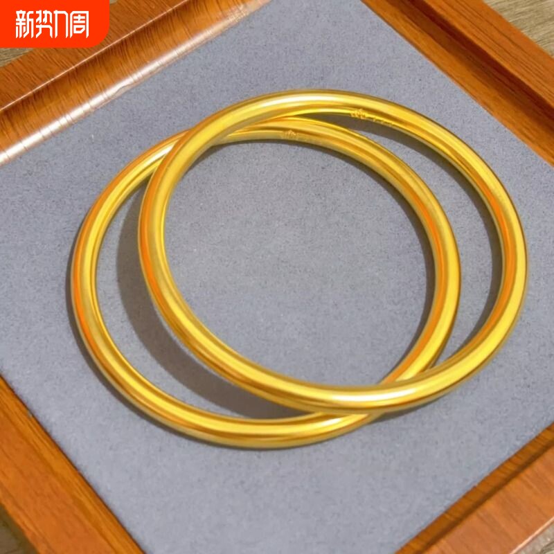 越南沙金手镯莲花古法镯子素圈传承进金店高级女戒指圈口铜合金