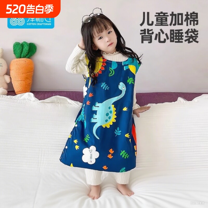 弹棉匠婴儿童睡袋防踢被子神器春秋冬款宝宝大童防着凉背心式四季