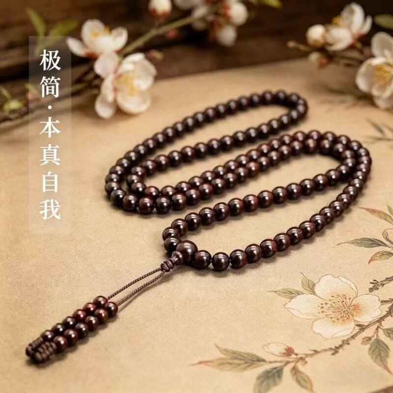 印度小叶紫檀金星手串108颗念珠佛珠男女念佛手链项链日常百搭