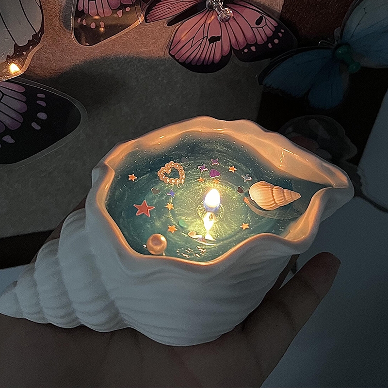 香薰蜡烛饰品海螺壳小众高端香水果冻蜡浪漫情人节礼物的女朋友