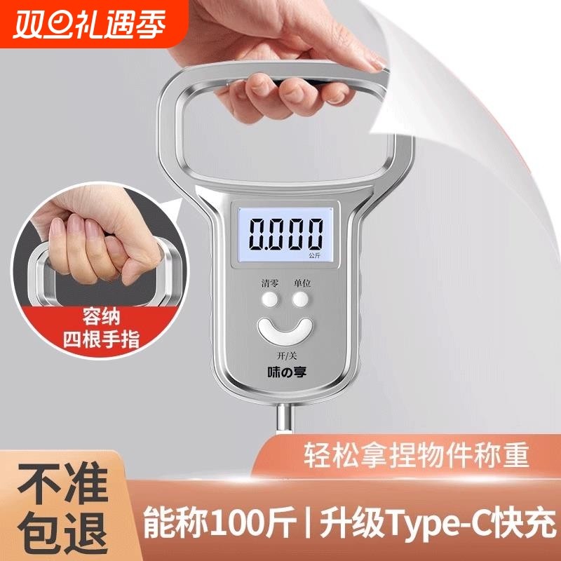 精准迷你手提电子秤50kg便携式高精度家用小型弹簧秤快递称挂钩称