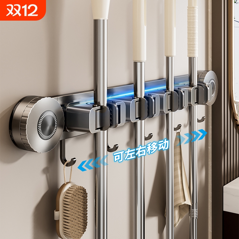 拖把架免打孔拖把夹拖把挂钩挂架神器壁挂吸盘固定上墙单个厨房