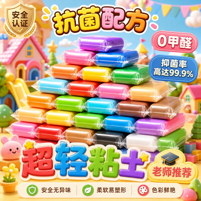 超轻粘土安全无异味幼儿园小学生专用彩泥模具套装橡皮泥儿童礼物图片