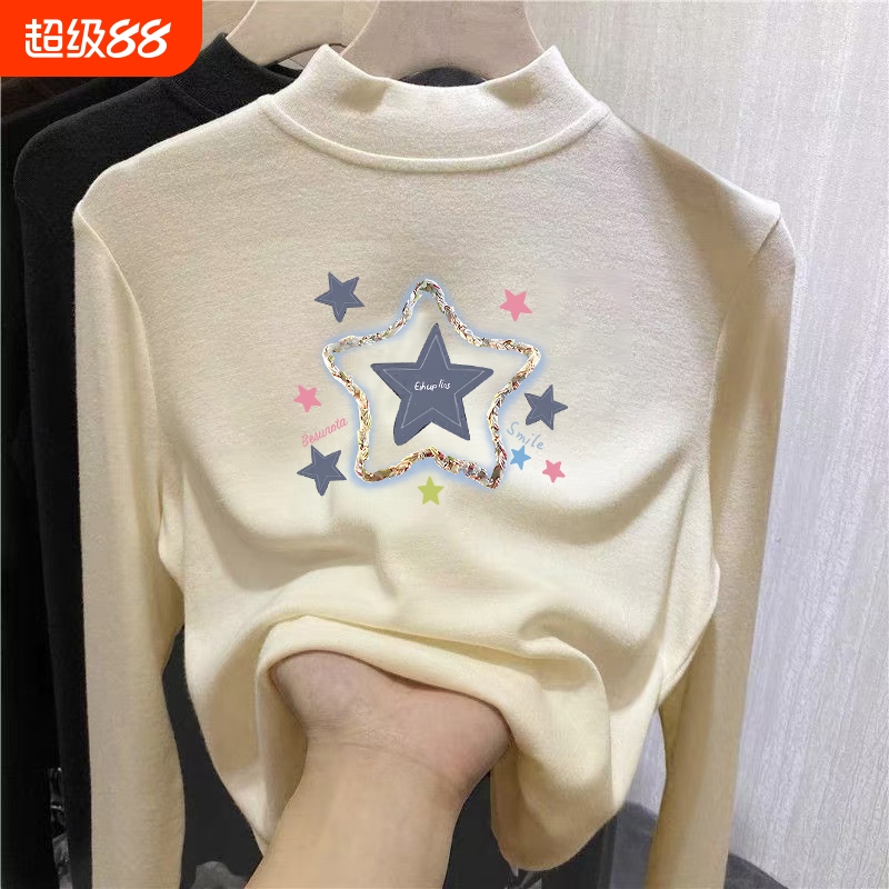 女童半高领保暖内衣秋冬季新款儿童长袖打底衫中大童女孩德绒上衣