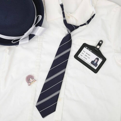 日系条纹jk制服懒人免打领带女酒红学院风dk衬衫男生毕业配饰cos
