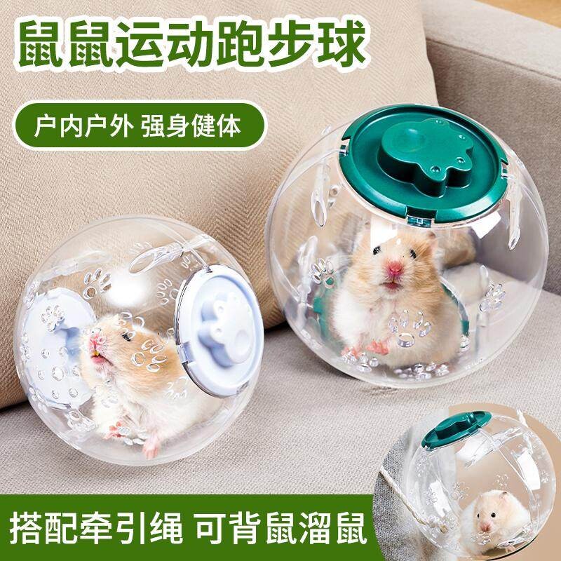 仓鼠玩具跑球跑轮滚轮运动球支架金丝熊用品跑步透明外带跑球溜鼠
