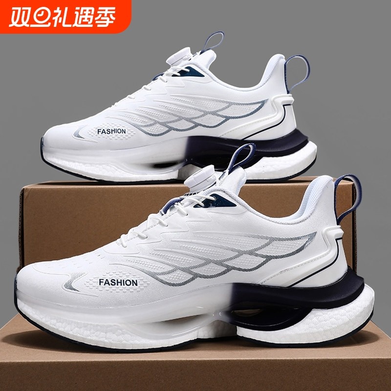 爆米花底男鞋夏季免系鞋带运动鞋男款旋转纽扣青少年学生跑步鞋
