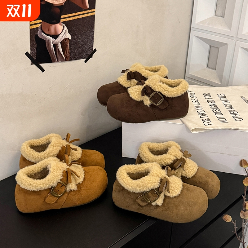 内增高勃肯鞋厚底雪地靴女2025秋冬季新款加绒加厚保暖棉鞋子毛绒