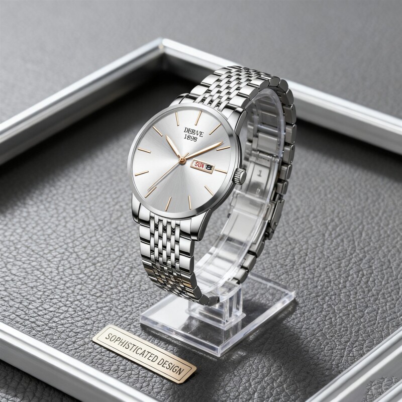 手表男款机械风全自动防水高级感全自动男表数字双日历防水腕表男