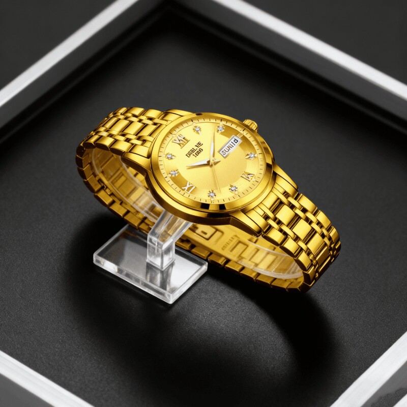 手表男款防水高级感全自动男表数字双日历防水腕表男机械风全自动