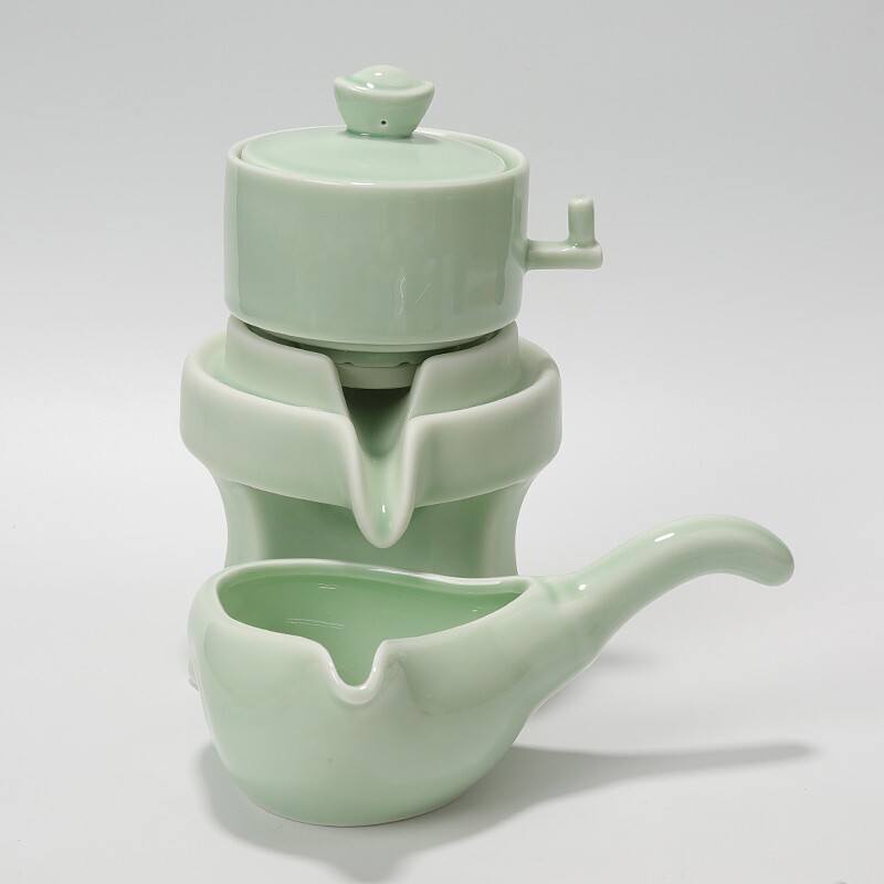 泡茶器茶具套装家用懒人石磨半自动陶瓷功夫泡茶器茶壶茶杯青花瓷图片